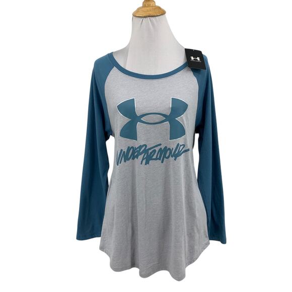 Under Armour T Shirt Womens L Large Live Sportstyle Loose Raglan Baseball Tee - Picture 1 of 12